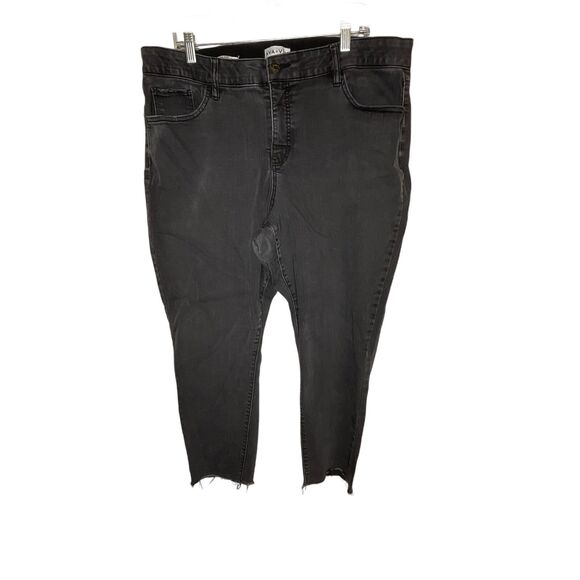 Ava & Viv Women's Mid Rise Skinny Jeans Crop Fringe Hem Size 20 Black - Picture 1 of 12